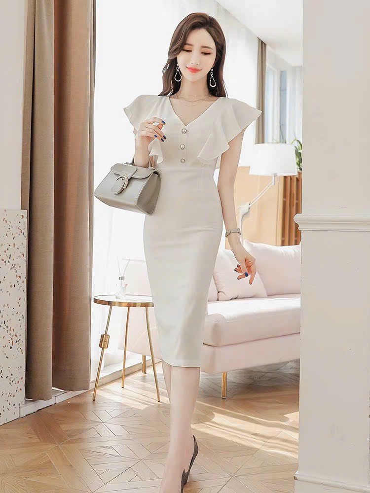 ĐẦM BODY TAY PHỐI BÈO CAO CẤP D193